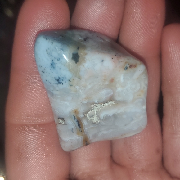 8th vein beautiful semi transparent Ocean Jasper Tumble with orbs. - Picture 9 of 12